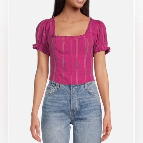 NEW Free People Seratonin Corset Style Top in Raspberry Sherbet Size Large - Picture 1 of 8